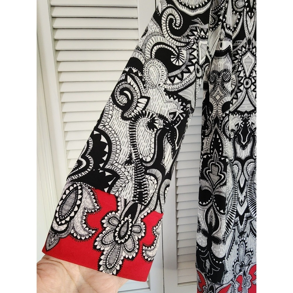 Nicole by Nicole Miller XL Black White Red Baroque Print Shift Dress Career Chic - Picture 3 of 7